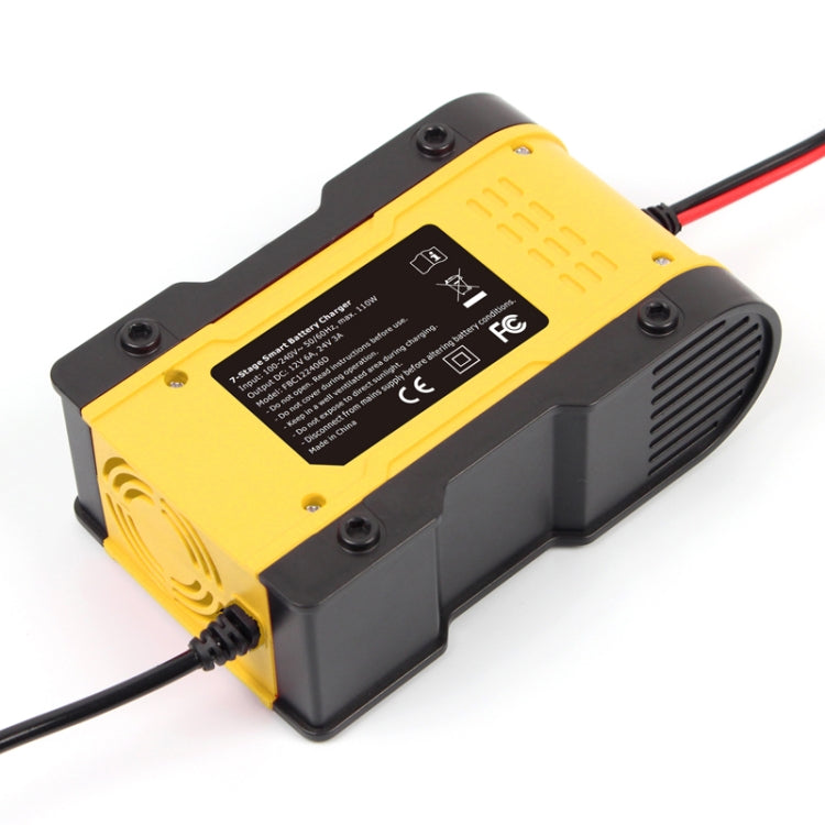 FOXSUR 12V-24V Car Motorcycle Repair Battery Charger AGM Charger Color:Yellow(EU Plug) - In Car by FOXSUR | Online Shopping UK | buy2fix