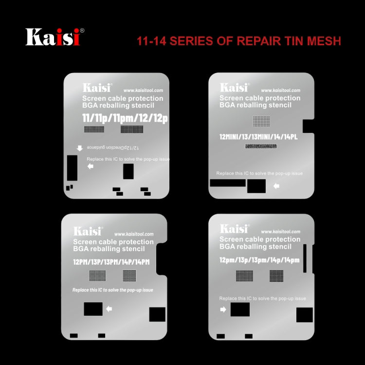 Kaisi LCD Screen IC BGA Reballing Stencil for iPhone 11 to 14 Pro Max - BGA Stencils by Kaisi | Online Shopping UK | buy2fix