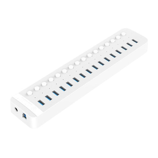 ORICO CT2U3-16AB Plastic Stripes 16 Ports USB 3.0 HUB with Individual Switches, Plug:US Plug(White) - USB 3.0 HUB by ORICO | Online Shopping UK | buy2fix