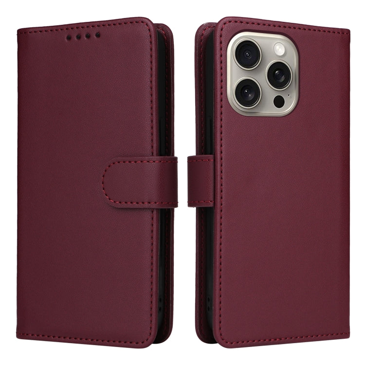 For iPhone 15 Pro Max BETOPNICE BN-005 2 in 1 Detachable Imitate Genuine Leather Phone Case(Wine Red) - iPhone 15 Pro Max Cases by BETOPNICE | Online Shopping UK | buy2fix