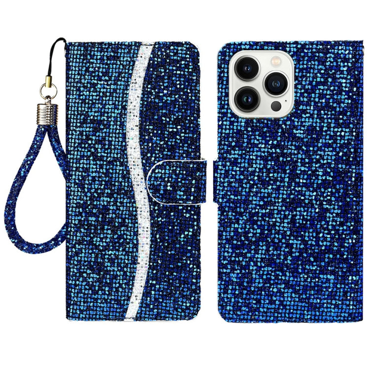 For iPhone 15 Pro Max Glitter Powder Filp Leather Phone Case(Blue) - iPhone 15 Pro Max Cases by buy2fix | Online Shopping UK | buy2fix