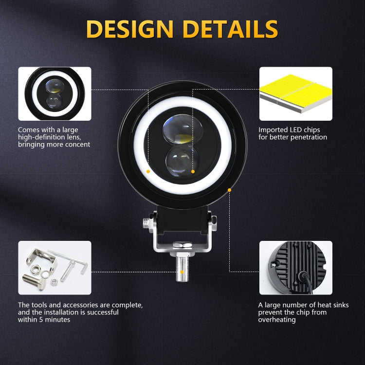 S11 Motorcycle Gourd Eye Lens Spotlight, Style:White Light Circle - Headlights by buy2fix | Online Shopping UK | buy2fix