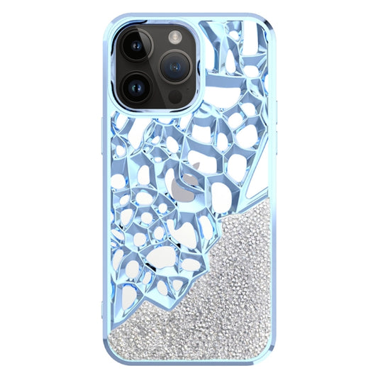 For iPhone 15 Pro Max Diamond Style Hollow Heat Dissipation Electroplated  TPU Phone Case(Blue) - iPhone 15 Pro Max Cases by buy2fix | Online Shopping UK | buy2fix