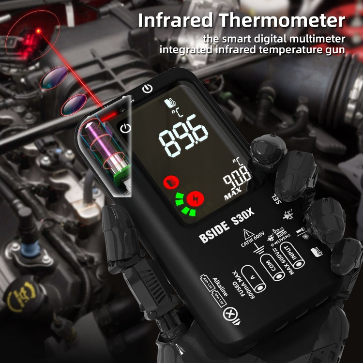 BSIDE S30X Smart Color Screen Infrared Temperature Measurement Multimeter(Black) - Digital Multimeter by BSIDE | Online Shopping UK | buy2fix