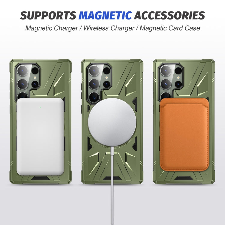 For Samsung Galaxy S24+ 5G MagSafe Magnetic Shockproof Phone Case with Ring Holder(Dark Green) - Galaxy S24+ 5G Cases by buy2fix | Online Shopping UK | buy2fix