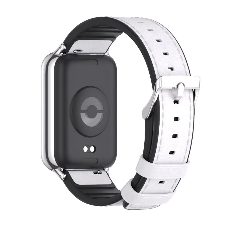 For Xiaomi Smart Band 9 Pro / 8 Pro Mijobs TPU Leather Watch Band(White Silver) - Watch Bands by MIJOBS | Online Shopping UK | buy2fix