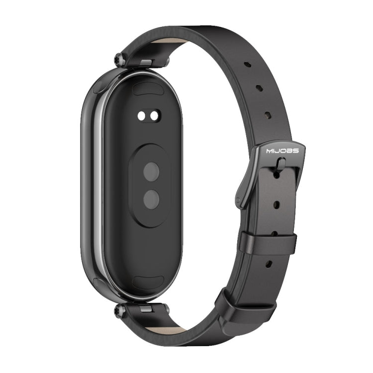 For Xiaomi Mi Band 8 / 9 / 9 NFC Mijobs First Layer Cowhide Watch Band(Black) - Watch Bands by MIJOBS | Online Shopping UK | buy2fix