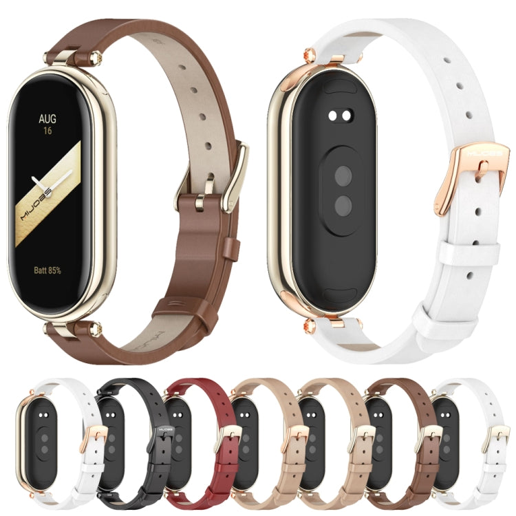 For Xiaomi Mi Band 8 / 9 / 9 NFC Mijobs First Layer Cowhide Watch Band(Black) - Watch Bands by MIJOBS | Online Shopping UK | buy2fix