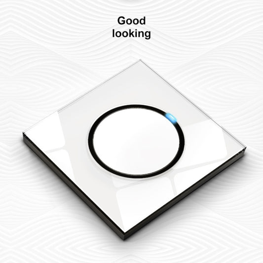 86mm Round LED Tempered Glass Switch Panel, White Round Glass, Style:One Open Dual Control - Consumer Electronics by buy2fix | Online Shopping UK | buy2fix