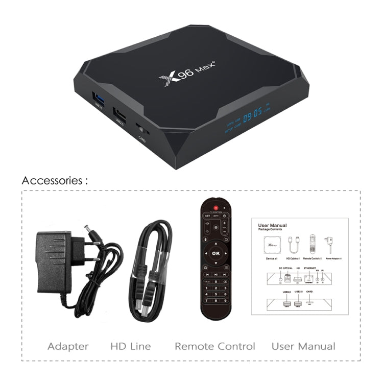 X96 max+ 4K Smart TV Box, Android 9.0, Amlogic S905X3 Quad-Core Cortex-A55,4GB+64GB, Support LAN, AV, 2.4G/5G WiFi, USBx2,TF Card, UK Plug - Consumer Electronics by Beelink | Online Shopping UK | buy2fix