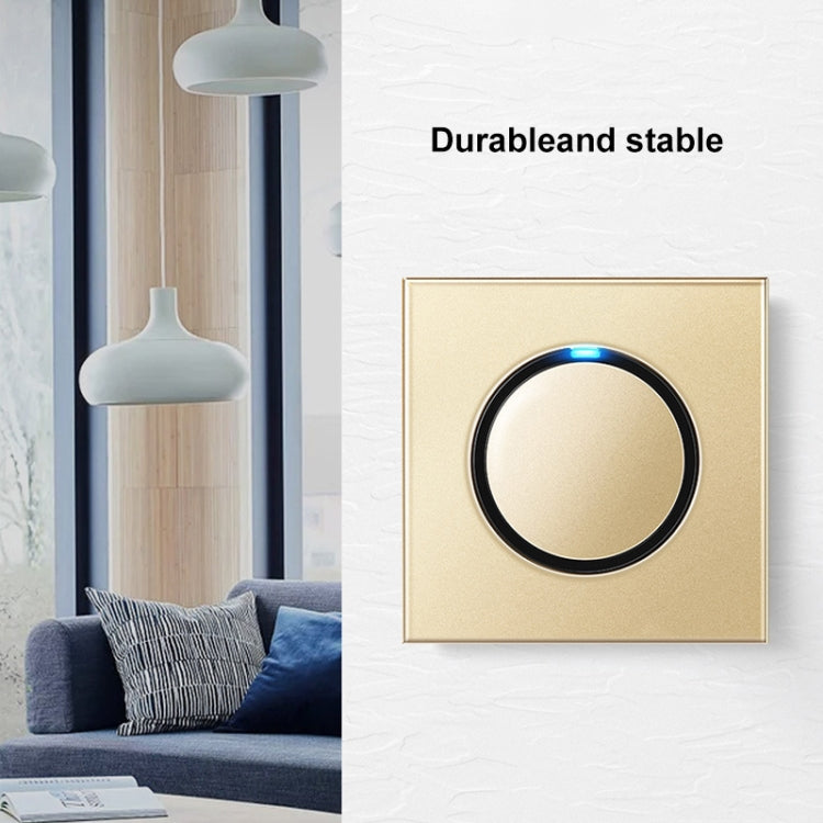 86mm Round LED Tempered Glass Switch Panel, Gold Round Glass, Style:Three Open Dual Control - Consumer Electronics by buy2fix | Online Shopping UK | buy2fix