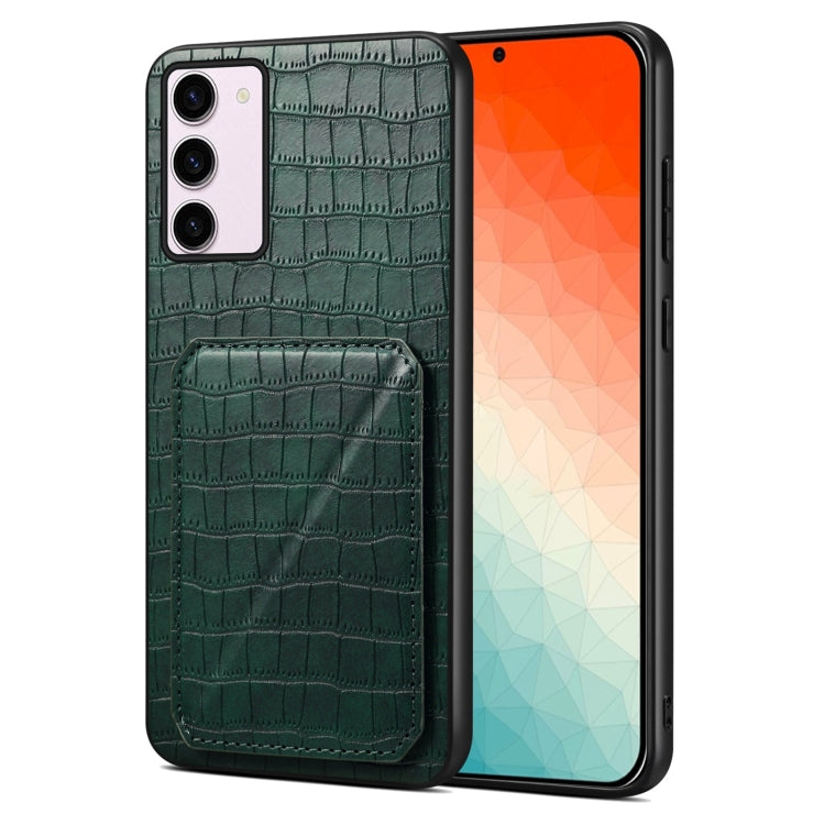 For Samsung Galaxy S24+ 5G Denior Imitation Crocodile Leather Back Phone Case with Holder(Green) - Galaxy S24+ 5G Cases by Denior | Online Shopping UK | buy2fix