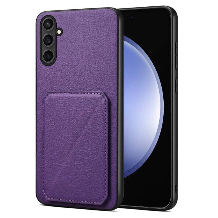 For Samsung Galaxy S23 FE 5G Denior Imitation Calf Leather Back Phone Case with Holder(Purple) - Galaxy S23 FE 5G Cases by Denior | Online Shopping UK | buy2fix