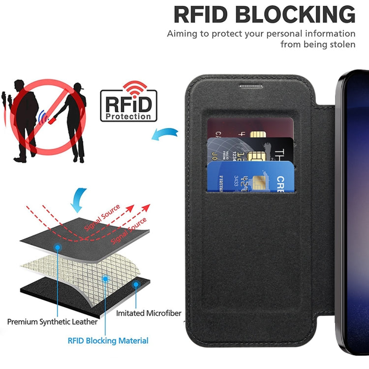 For Samsung Galaxy S24+ 5G MagSafe Magnetic RFID Anti-theft Leather Phone Case(Black) - Galaxy S24+ 5G Cases by buy2fix | Online Shopping UK | buy2fix