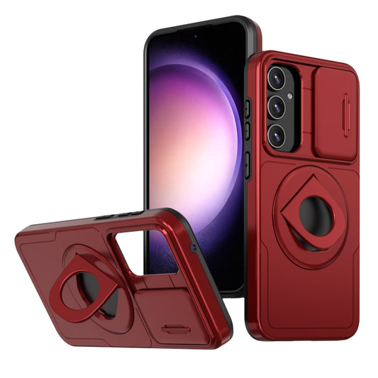 For Samsung Galaxy S22 5G Camshield MagSafe Ring Holder Armor Phone Case(Red) - Galaxy S22 5G Cases by buy2fix | Online Shopping UK | buy2fix