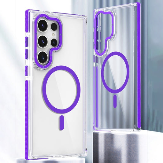 For Samsung Galaxy S24 Ultra 5G Dual-Color Clear Acrylic Hybrid TPU MagSafe Phone Case(Purple) - Galaxy S24 Ultra 5G Cases by buy2fix | Online Shopping UK | buy2fix