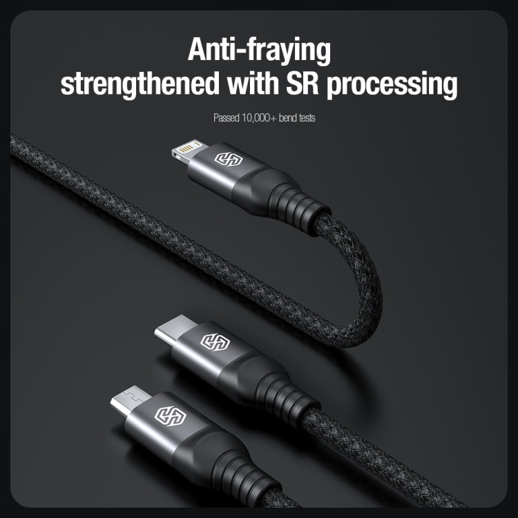 Nillkin Swift Pro 1m 3 in 1 USB to 8 Pin + Type-C + Micro USB Fast Charging Cable(Black) - Multifunction Cable by NILLKIN | Online Shopping UK | buy2fix