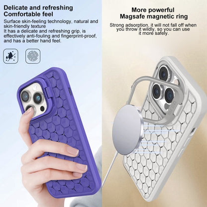 For iPhone 15 Pro Honeycomb Radiating Lens Holder Magsafe Phone Case(Grey) - iPhone 15 Pro Cases by buy2fix | Online Shopping UK | buy2fix