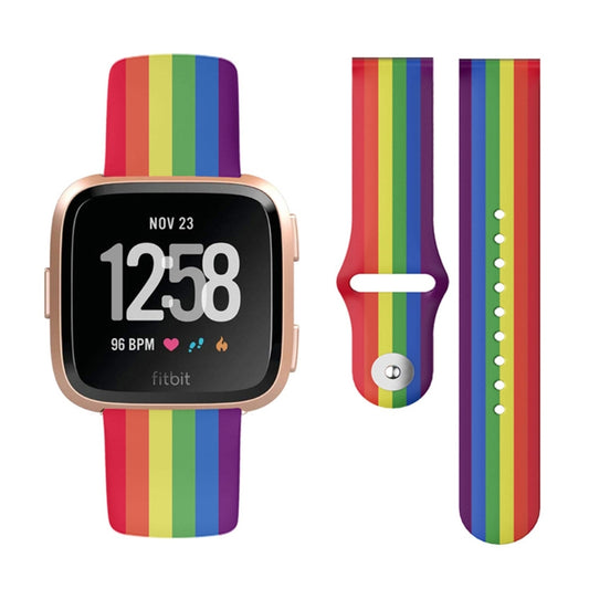 For Fitbit Versa 2 / Lite 22mm Reverse Buckle Printed Silicone Watch Band(Rainbow) - Smart Wear by buy2fix | Online Shopping UK | buy2fix