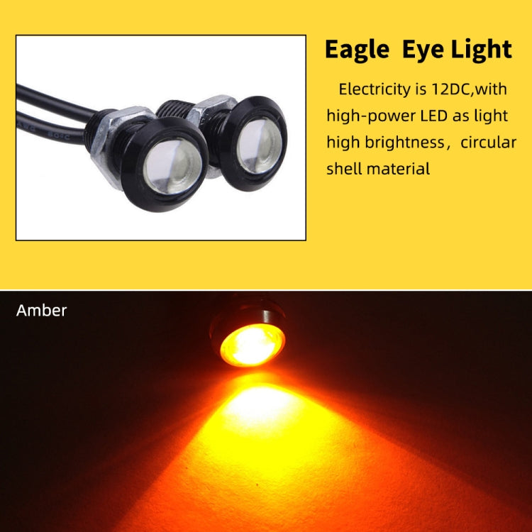 10 PCS 18mm 1.5W DC9-80V Motorcycle Eagle Eye Light Single Lens(Yellow Light) - Eagle Eye Lights by buy2fix | Online Shopping UK | buy2fix