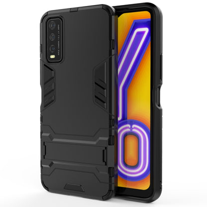 For Vivo Y20 PC + TPU Shockproof Protective Case with Holder(Black) - OPPO & vivo Accessories by buy2fix | Online Shopping UK | buy2fix