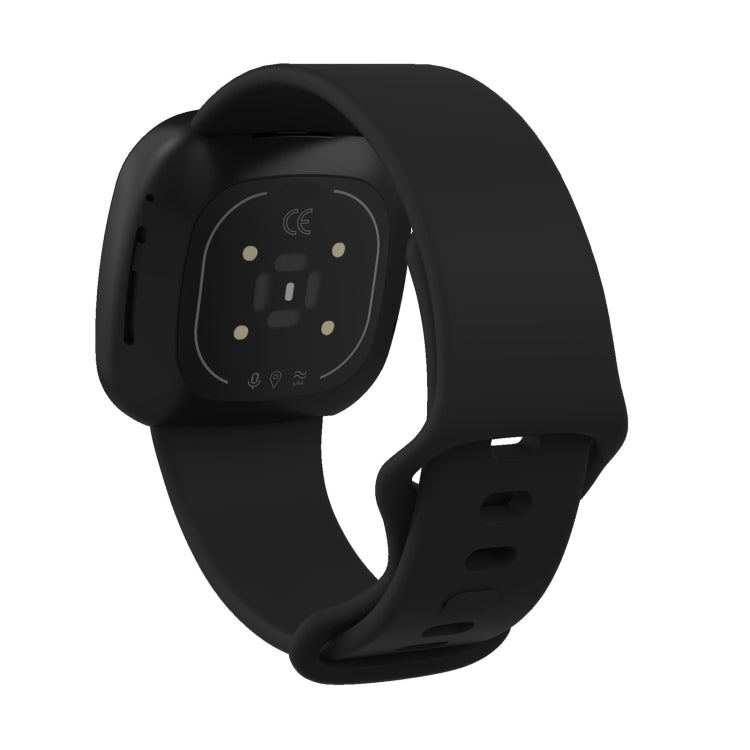 For Fitbit Versa 3 / Sense Silicone Watch Band, Size: S(Black) - Watch Bands by buy2fix | Online Shopping UK | buy2fix