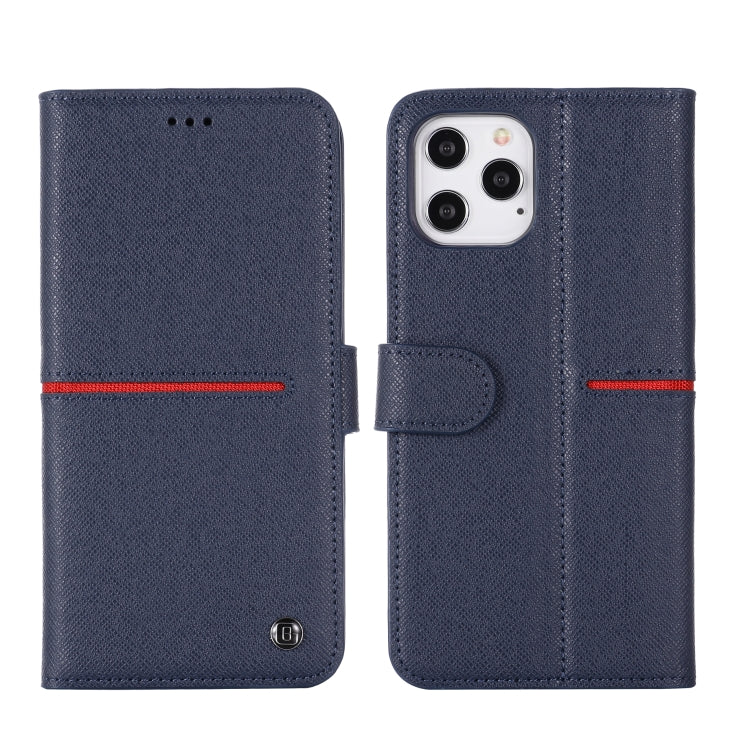 For iPhone 12 mini GEBEI Top-grain Leather Horizontal Flip Protective Case with Holder & Card Slots & Wallet & Photo Frame (Blue) - iPhone 12 mini Cases by GEBEI | Online Shopping UK | buy2fix