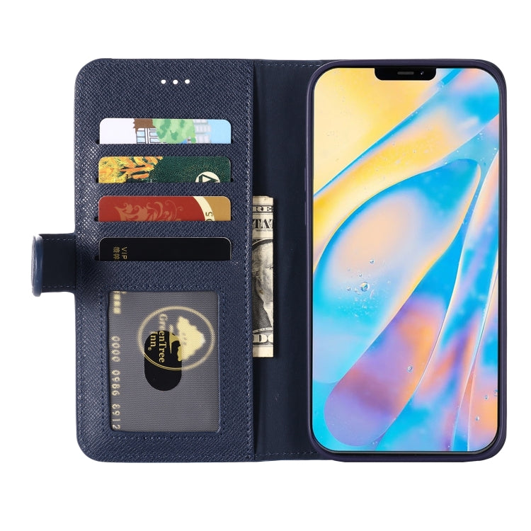 For iPhone 12 Pro Max GEBEI Top-grain Leather Horizontal Flip Protective Case with Holder & Card Slots & Wallet & Photo Frame(Blue) - iPhone 12 Pro Max Cases by GEBEI | Online Shopping UK | buy2fix