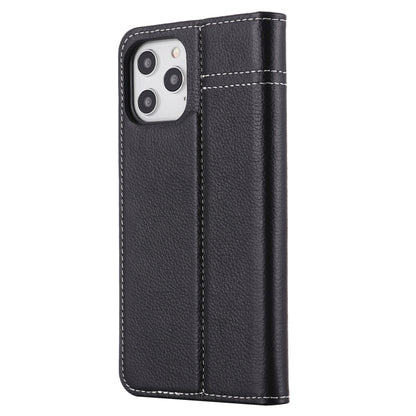 For iPhone 12 Pro Max GEBEI Top-grain Leather Horizontal Flip Protective Case with Holder & Card Slots(Black) - iPhone 12 Pro Max Cases by GEBEI | Online Shopping UK | buy2fix