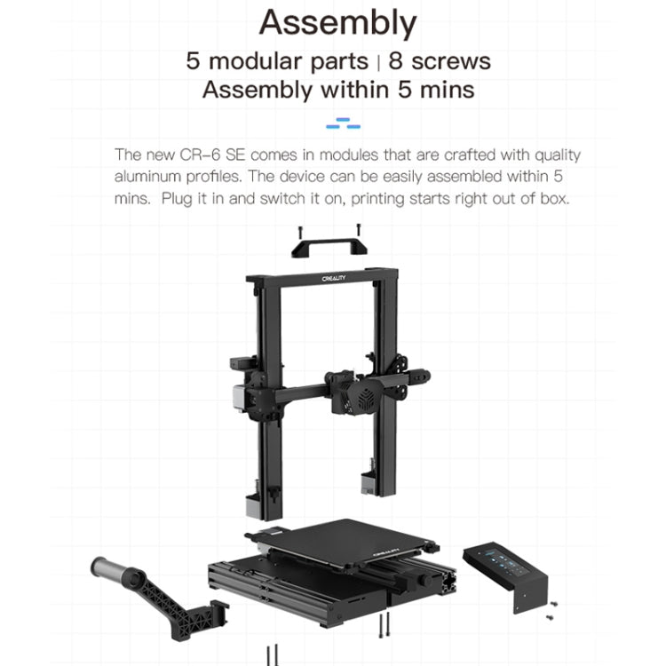 CREALITY CR-6 SE 350W Intelligent Leveling-free DIY 3D Printer, Print Size : 23.5 x 23.5 x 25cm, UK Plug - 3D Printer by Creality | Online Shopping UK | buy2fix