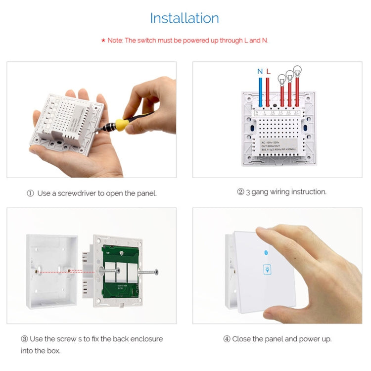 WS-UK-01 EWeLink APP & Touch Control 2A 1 Gang Tempered Glass Panel Smart Wall Switch, AC 90V-250V, UK Plug - Consumer Electronics by buy2fix | Online Shopping UK | buy2fix