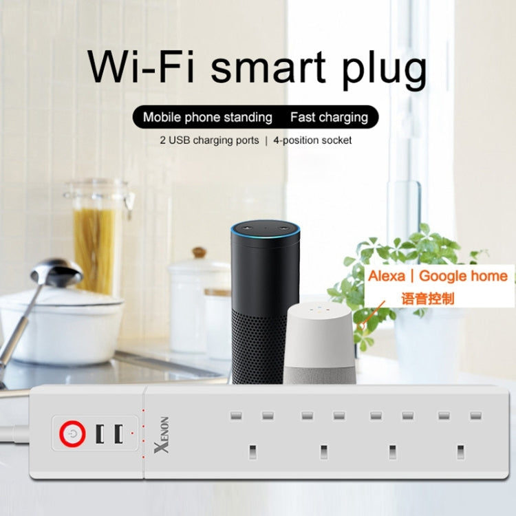 2 x USB Ports + 4 x UK Plug Jack WiFi Remote Control Smart Power Socket Works with Alexa & Google Home, Cable Length: 1.8m, AC 90-265V, UK Plug - Consumer Electronics by buy2fix | Online Shopping UK | buy2fix