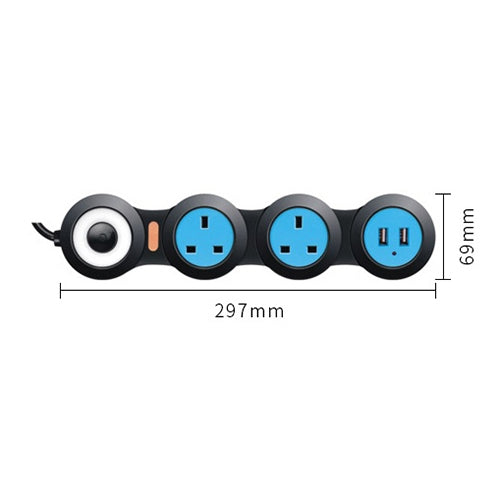 Charging Plug-in Wiring Board Creative Rotary Towline Board 13A Deformed Socket with USB, UK Plug, 3-Bit Socket(Black) - Consumer Electronics by buy2fix | Online Shopping UK | buy2fix