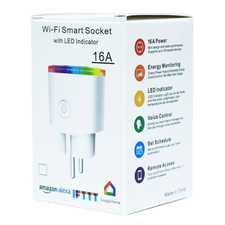 JH-G01E 16A 2.4GHz WiFi Control Smart Home Power Socket Works with Alexa  & Google Home, Support LED Indicator, AC 100-240V, EU Plug(White) - Consumer Electronics by buy2fix | Online Shopping UK | buy2fix