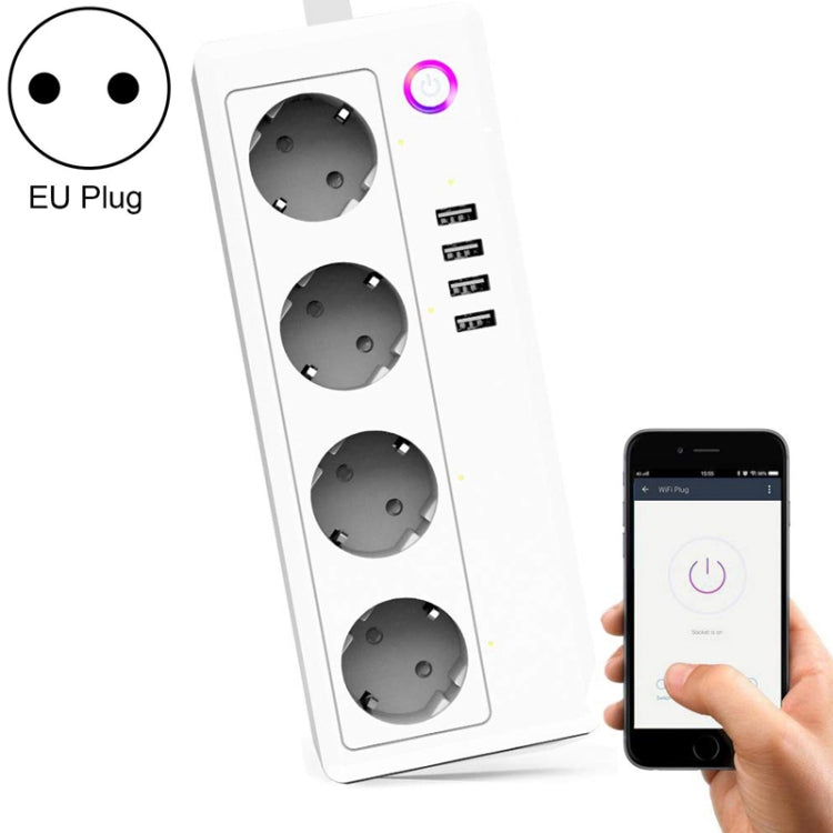 4 x USB Ports + 4 x EU Plug Jack 16A Max Output WiFi Remote Control Smart Power Socket Works with Alexa & Google Home & IFTTT, AC 230V, EU Plug - Consumer Electronics by buy2fix | Online Shopping UK | buy2fix