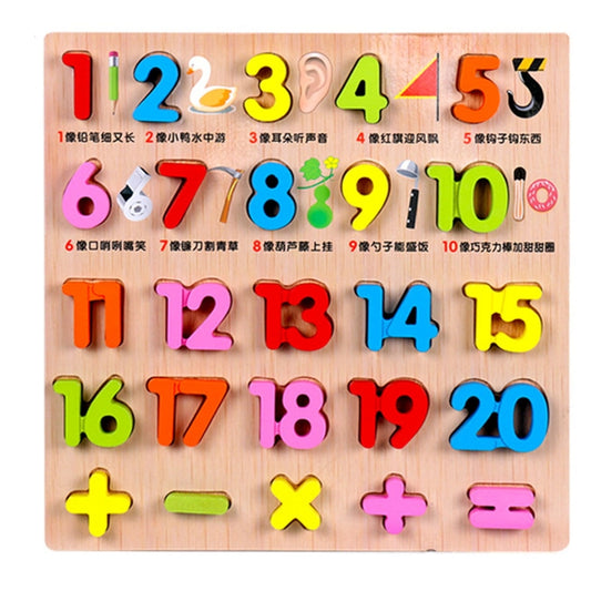 Baby Kids Wooden Puzzles Toys Educational Jigsaw Board Puzzle Toys Cognitive Plate(1-20 Arabic Numerals) - DIY Developmental Toys by buy2fix | Online Shopping UK | buy2fix