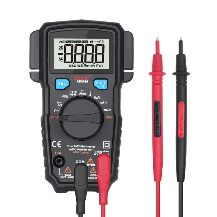 BSIDE ADM66 Handheld Household 6000 Count AC / DC Current Voltage Capacitor Automatic Range Multimeter with LCD Backlight & Card Slot Function - Consumer Electronics by BSIDE | Online Shopping UK | buy2fix