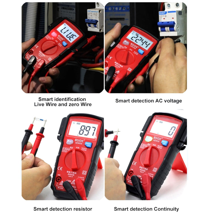 BSIDE ADMS6 High-precision Fully Automatic Small Digital Intelligent Multimeter with HD Digital Display & Shockproof Cover, Support Function Range Switch & Double-sided Pen Holder (Black) - Consumer Electronics by buy2fix | Online Shopping UK | buy2fix