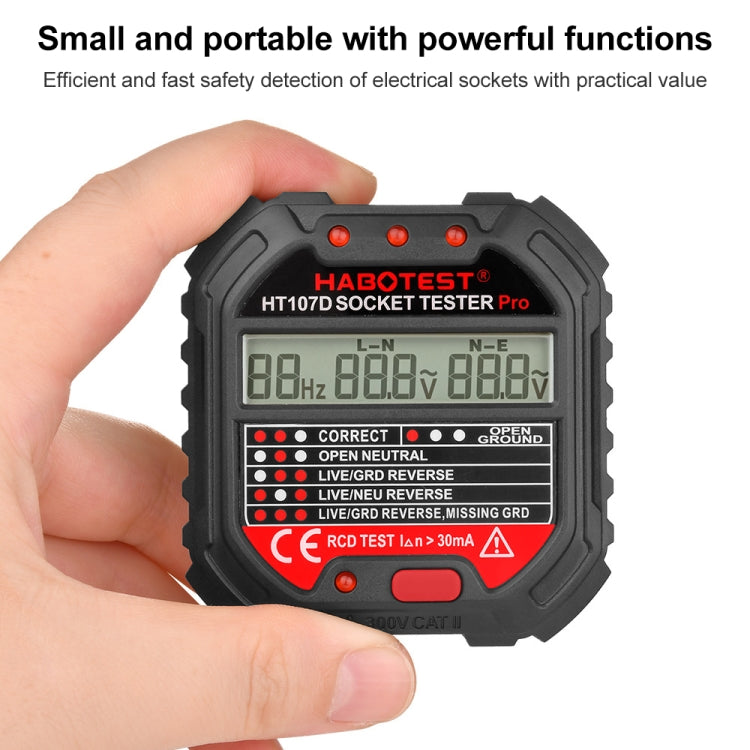 HABOTESA HT107D Multifunctional Digital Display Socket Tester (EU Plug) - Consumer Electronics by buy2fix | Online Shopping UK | buy2fix