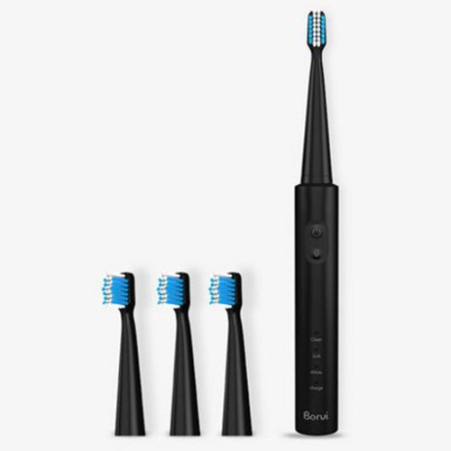USB Wireless Charge Sonic Electric Toothbrush Adult Oral Hygiene Rechargeable Ultrasonic Tooth Brush with 4 Brush Heads (Black Plating) - Toothbrushes by buy2fix | Online Shopping UK | buy2fix