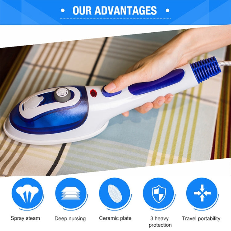Multifunction Household Handheld Steamer Travel Portable Hand - Held Steam Hanging Hot Machine Ceramic Bottom with Flannelette Brush & Hair Brush & Measuring Cup,US Plug(Blue) - Home & Garden by buy2fix | Online Shopping UK | buy2fix