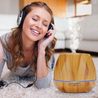 Diamond Wood Grain Remote Control Ultrasonic Humidifier Aromatherapy Machine Automatic Alcohol Sprayer with LED Lights, Capacity: 400mL, US Plug (Light Wood Color) - Home & Garden by buy2fix | Online Shopping UK | buy2fix