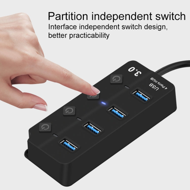 Onten 5301 USB 3.0 Male to 4 USB 2.0 Female Splitter Extender with Independent Switch -  by Onten | Online Shopping UK | buy2fix