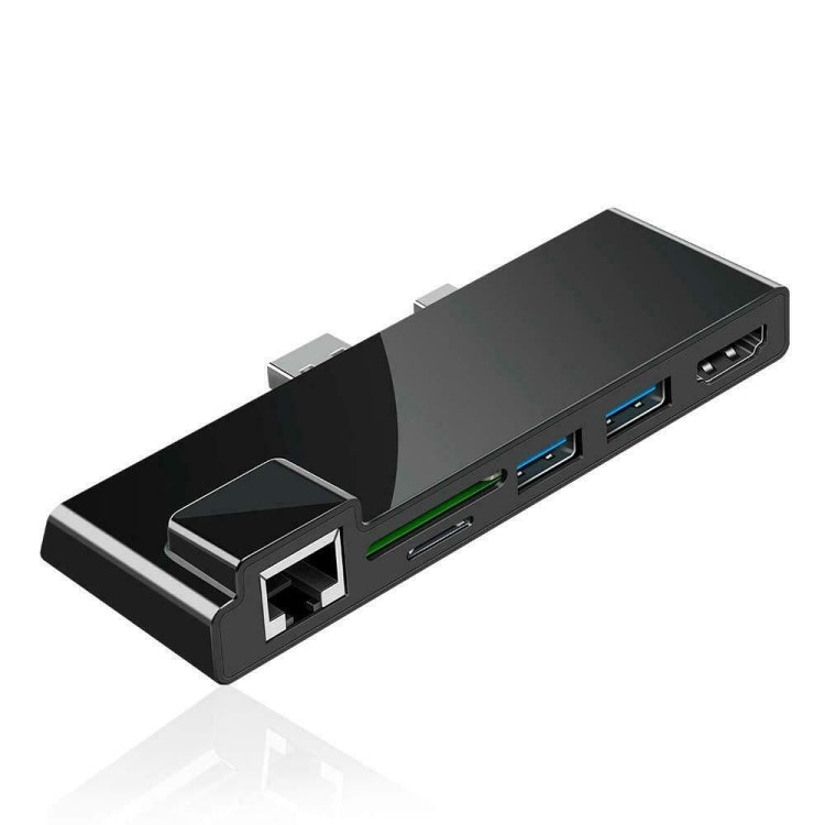 ROCKETEK SK-S5HL RJ45 + 2 x USB 3.0 + HDMI + SD / TF Memory Card Reader HUB 4K HDMI Adapter(Black) - USB 3.0 HUB by ROCKETEK | Online Shopping UK | buy2fix
