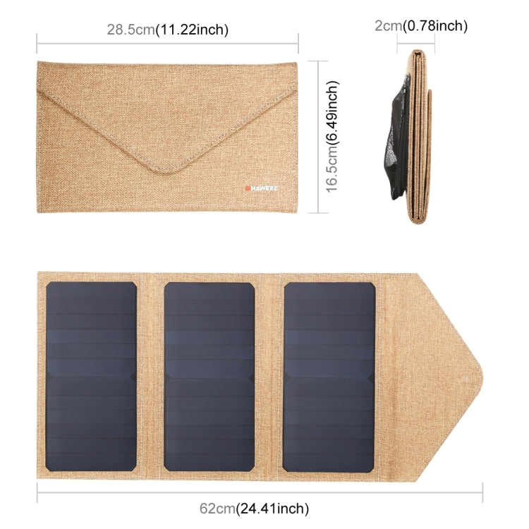 HAWEEL 21W Foldable Solar Panel Charger with 5V 2.9A Max Dual USB Ports(Yellow) - Charger by HAWEEL | Online Shopping UK | buy2fix