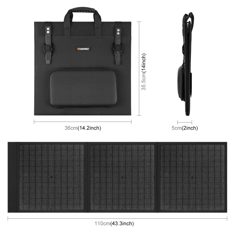 HAWEEL 60W Foldable Solar Panel Charger Travel Folding Bag(Black) - Charger by HAWEEL | Online Shopping UK | buy2fix