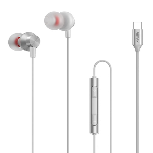 REMAX RM-560 Type-C In-Ear Stereo Metal Music Earphone with Wire Control + MIC, Support Hands-free, Not For Samsung Phones(White) - Type-C Earphone by REMAX | Online Shopping UK | buy2fix