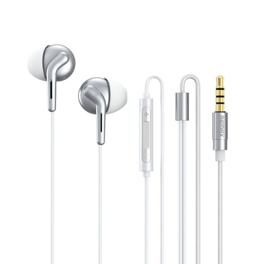 REMAX RM-595 3.5mm Gold Pin In-Ear Stereo Double-action Metal Music Earphone with Wire Control + MIC, Support Hands-free (White) - Normal Style Earphone by REMAX | Online Shopping UK | buy2fix