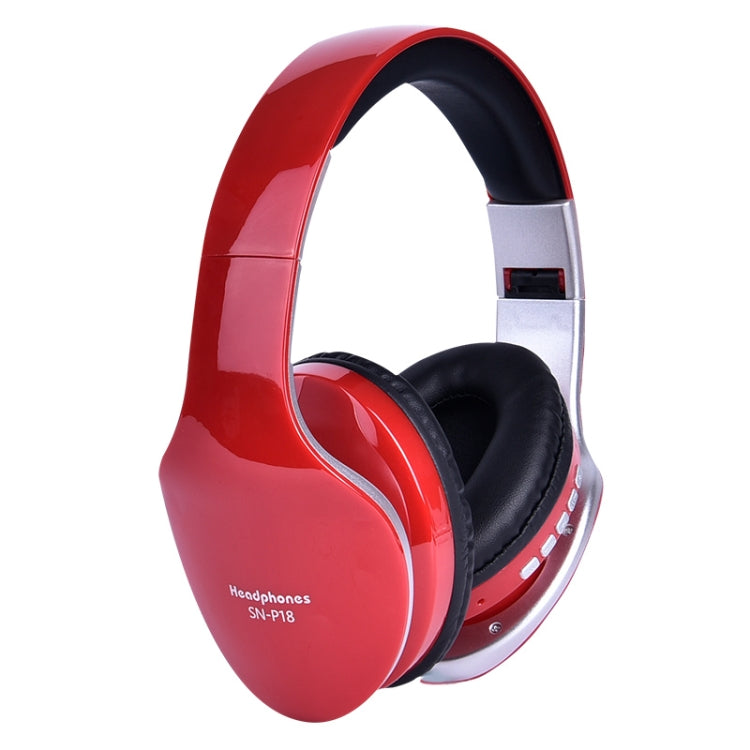 SN-P18 Foldable Bluetooth 4.0 Wireless Headset with Mic, Support TF Card (Red) - Headset & Headphone by buy2fix | Online Shopping UK | buy2fix