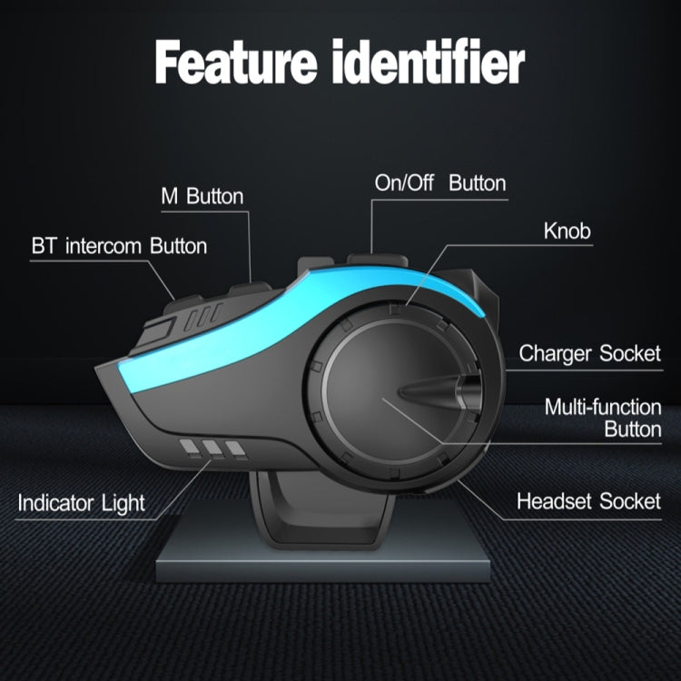 Hysnox HY-02 Bluetooth 5.0 Motorcycle Helmet Headset 2000M 6 Riders Intercom Headset (Gold) - Consumer Electronics by buy2fix | Online Shopping UK | buy2fix